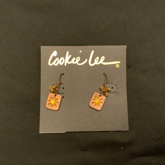 S6/ NWT 18” Cookie Lee Necklace & Earring Set 6 - Copper Square with crystals - Picture 3 of 3